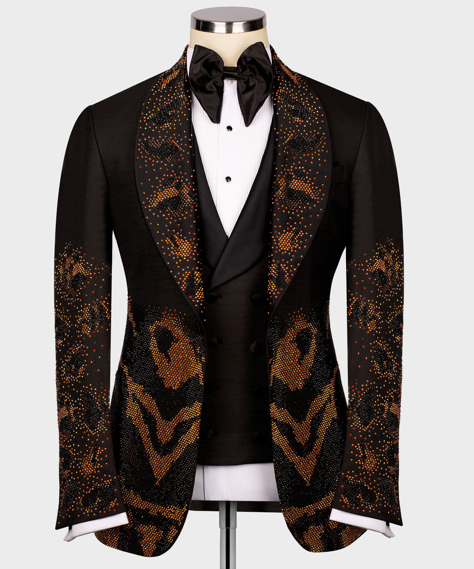 Custom Flame Pattern Black Tuxedo – Dapperly Don